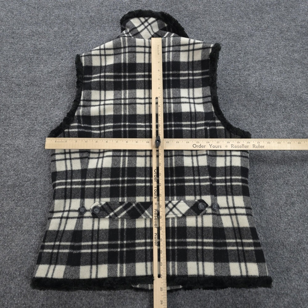 Woolrich Vest Womens Small Black White Moccasin Plaid Wool Fleece Lined Outdoors - Picture 10 of 12